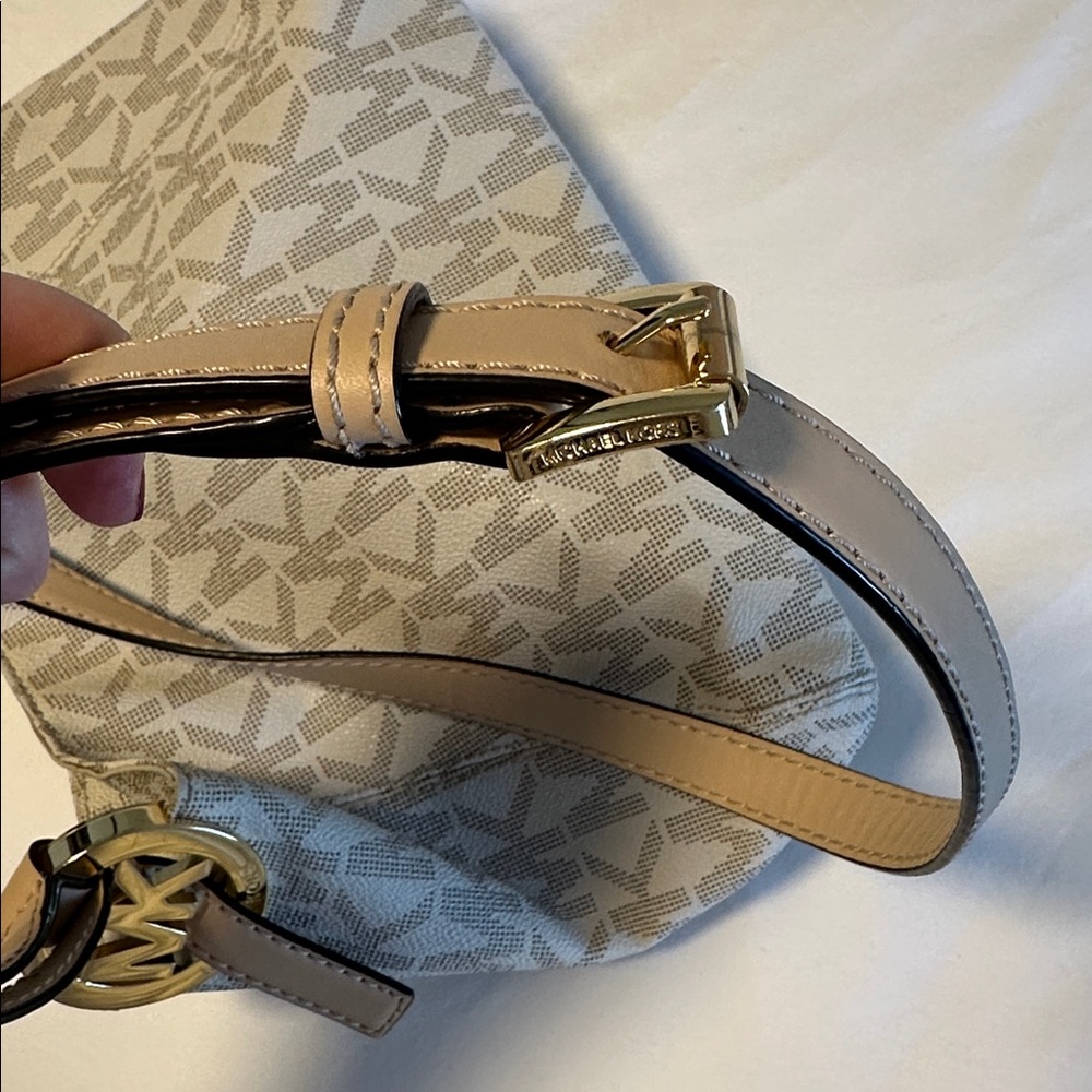 Michael Kors Shoulder Bag - Taupe with Brown Strap - Picture 7 of 11
